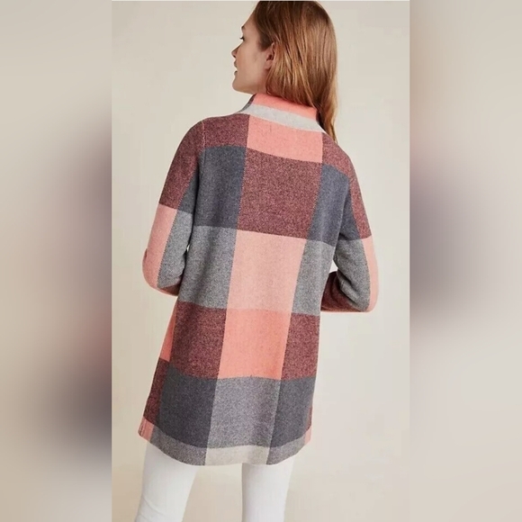 Anthropologie Field Flower Pink Gray 100% Wool Coat Size XL - Picture 2 of 7